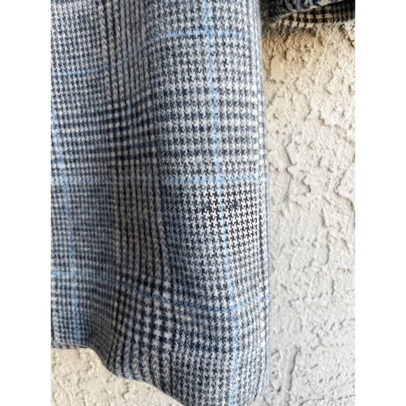 ZARA Gray & Blue Checkered Plaid Houndstooth Double Breasted Soft Faux Wool Coat - Picture 7 of 11